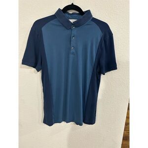Calvin Klein Men's Navy Blue Polo Shirt Size L Short‎ Sleeve Slim Fit
